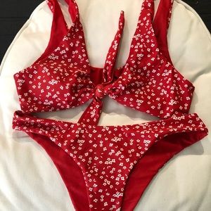 Zaful floral bikini - Red - Size M
